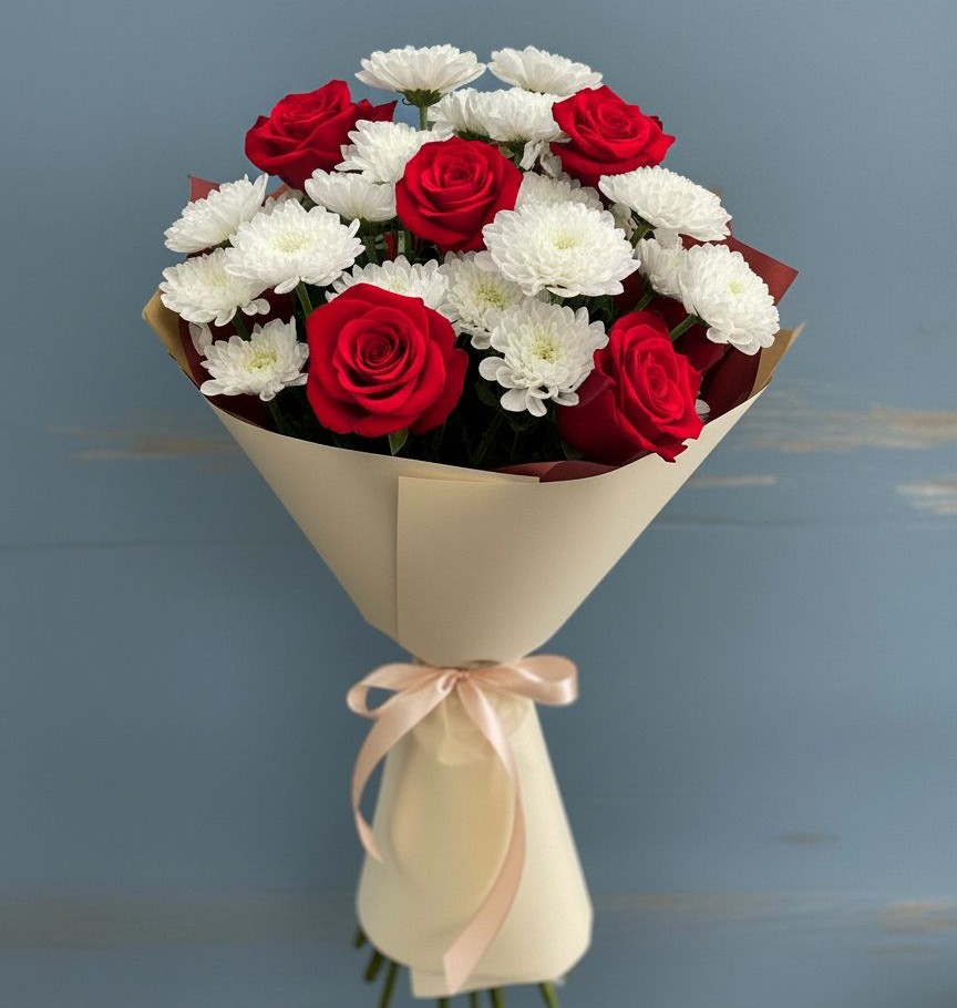 Букет цветов из: Розы и Хризантемы в Инарках