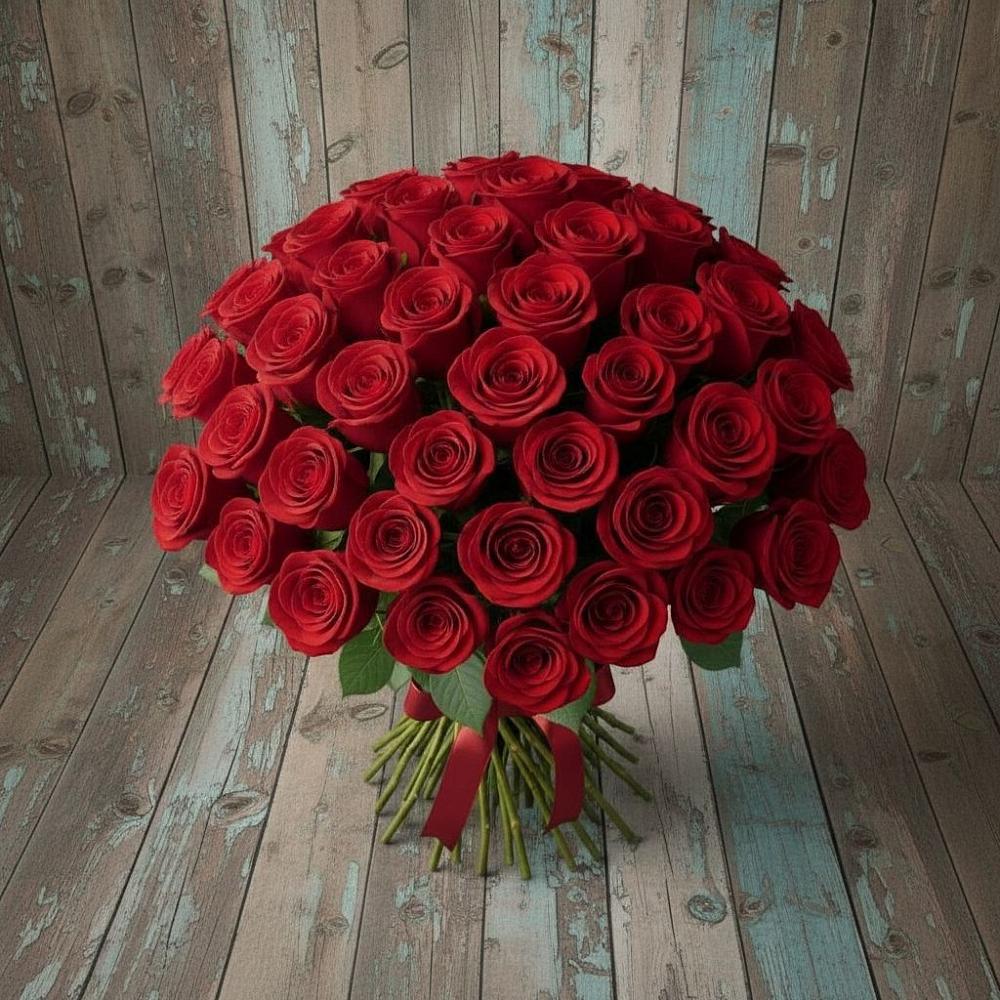 Букет 55 Красных роз Фридом в Инарках