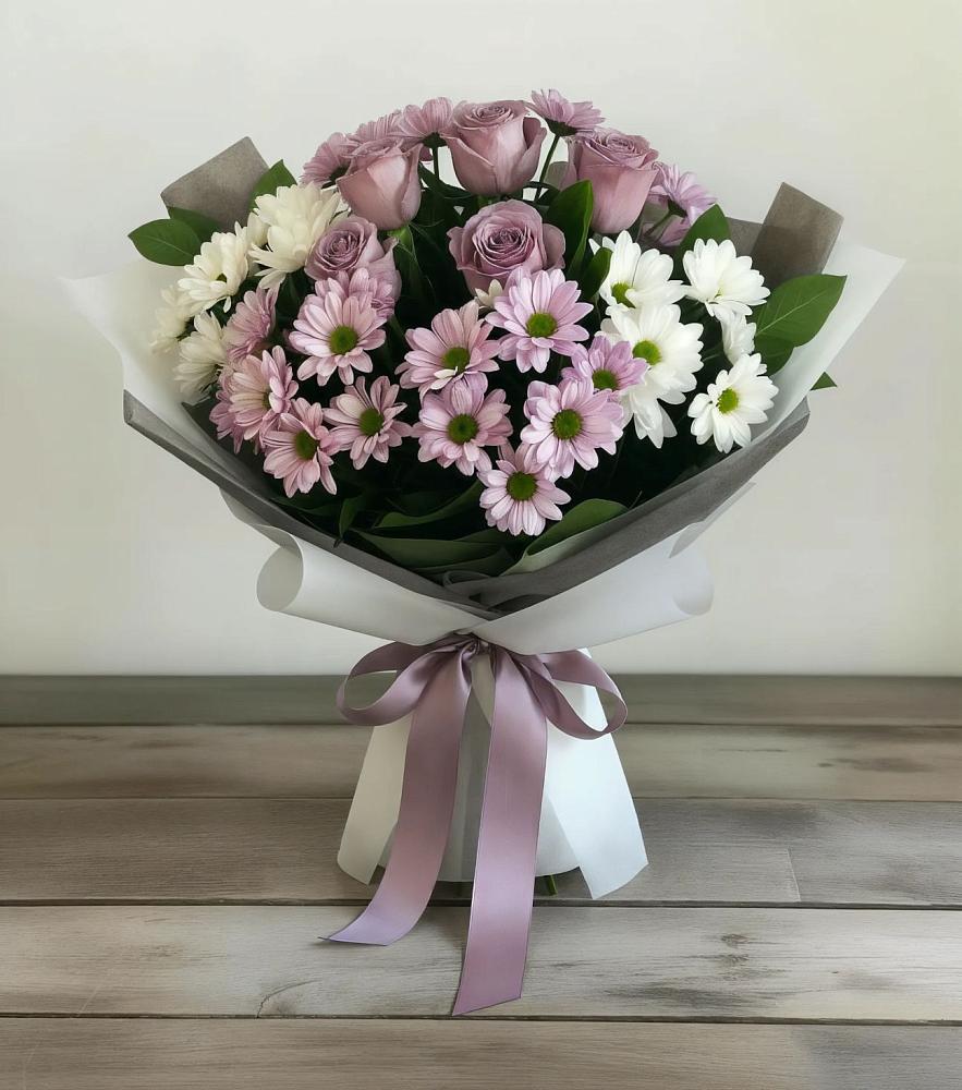 Букет цветов из: Хризантемы и Розы в Инарках