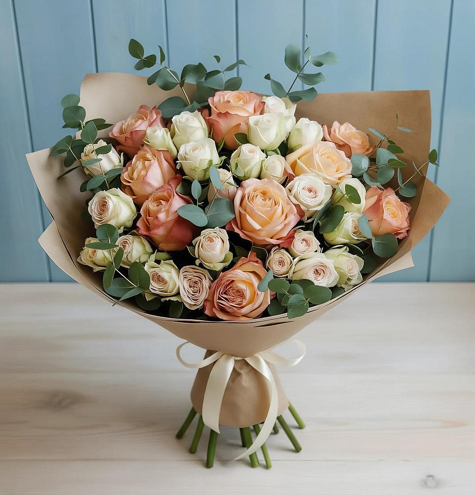 Букет цветов из: Альстромерии и Розы в Инарках