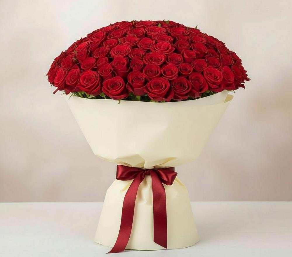 Букет 101 Красная роза Милано в Инарках