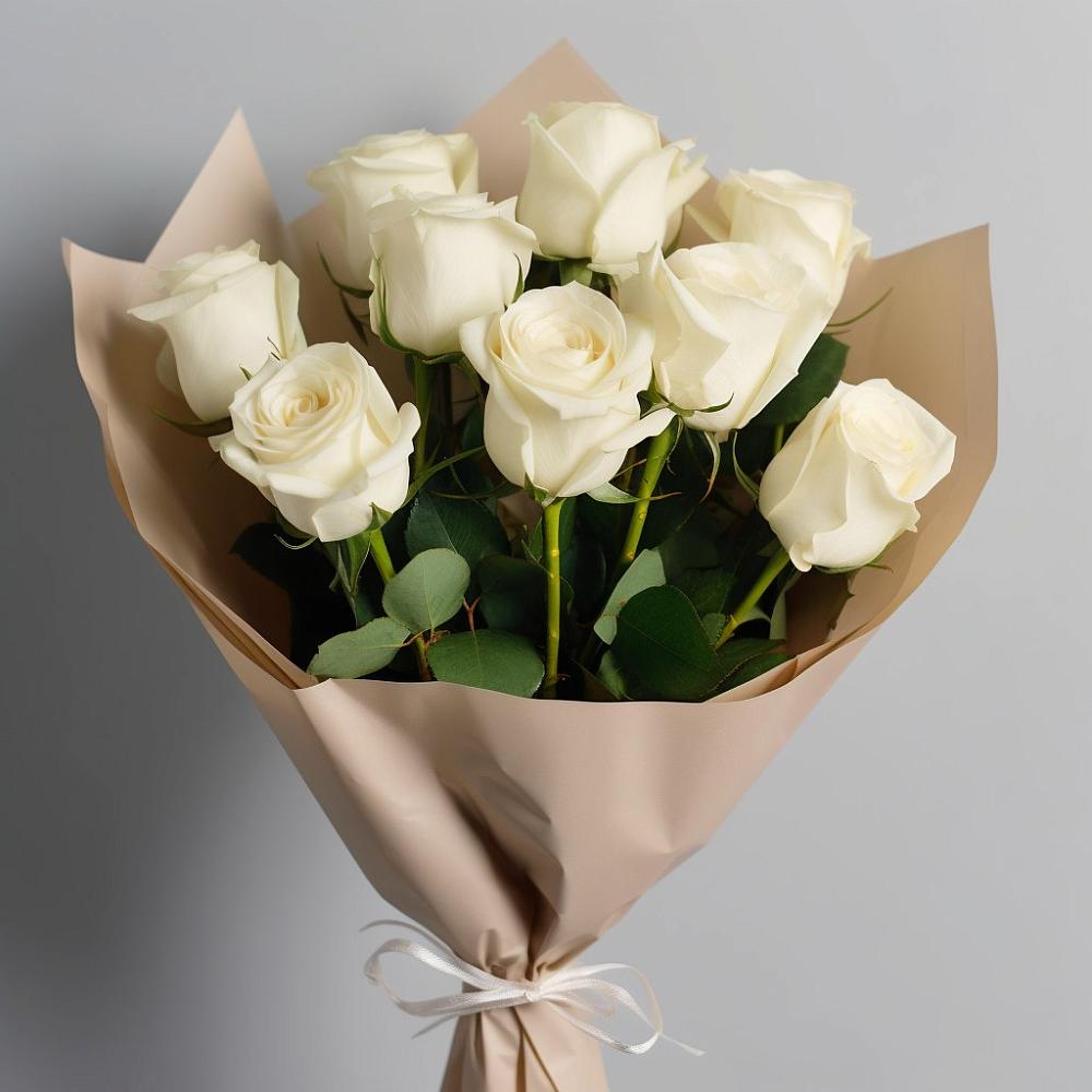 Букет 9 Белых роз Эдлесс Лав в Инарках