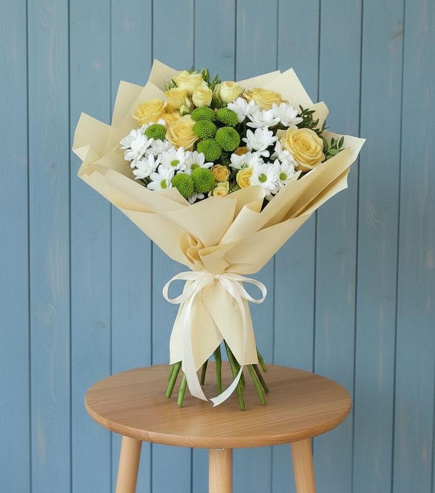 Букет цветов из: Хризантемы и Розы в Инарках