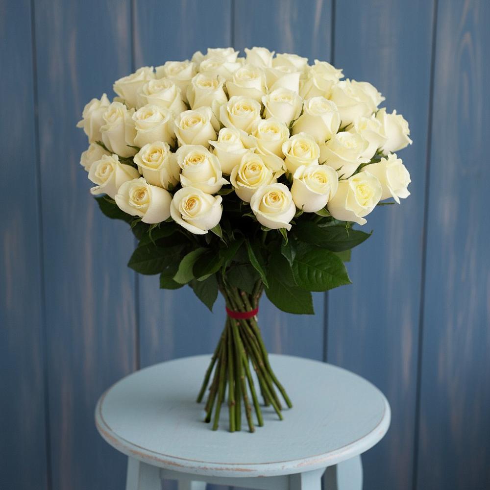 Букет 51 Белая роза Эдлесс Лав в Инарках