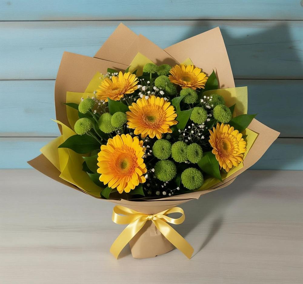 Букет цветов из: Герберы и Хризантемы в Инарках