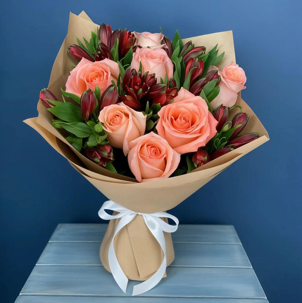 Букет цветов из: Розы и Альстромерии в Инарках