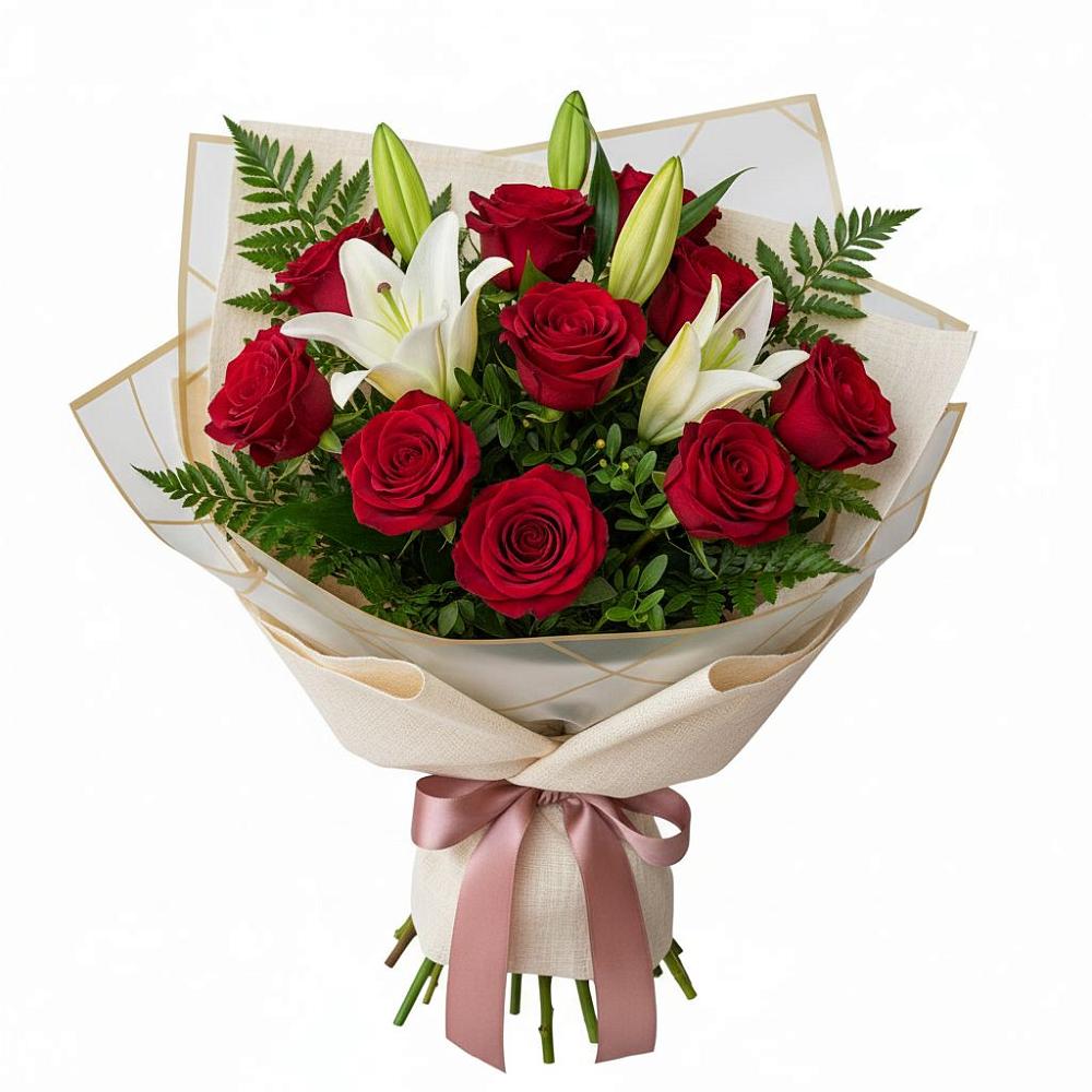 Букет цветов из: Лилии и Розы в Инарках