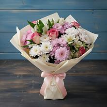 Букет цветов из:  Хризантемы, Альстромерии и Розы в Инарках