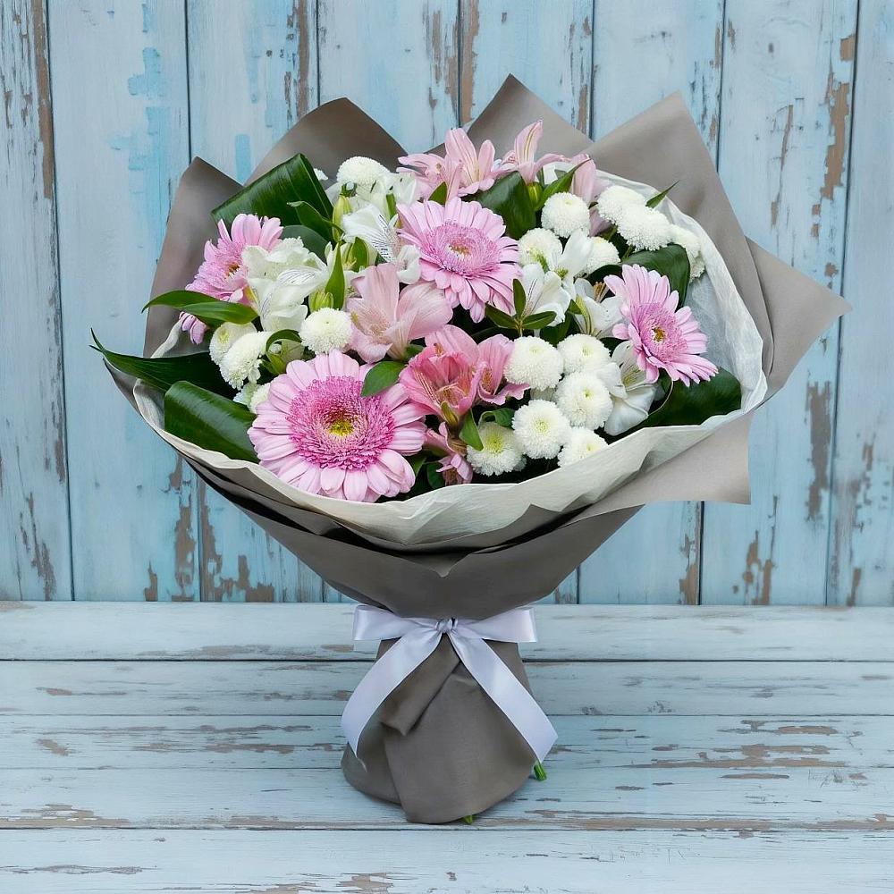 Букет цветов из: Герберы, Альстромерии и Хризантемы в Инарках