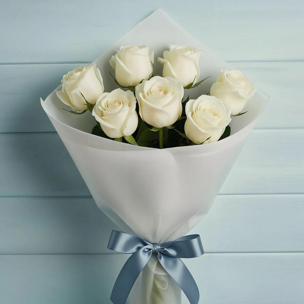 Букет 7 Белых роз Эдлесс Лав в Инарках